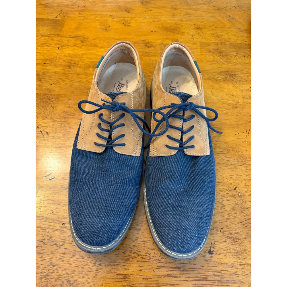 GH Bass Patterson Shoes 13 Blue Tan Oxford Ivy League Preppy Two-Tone Derby